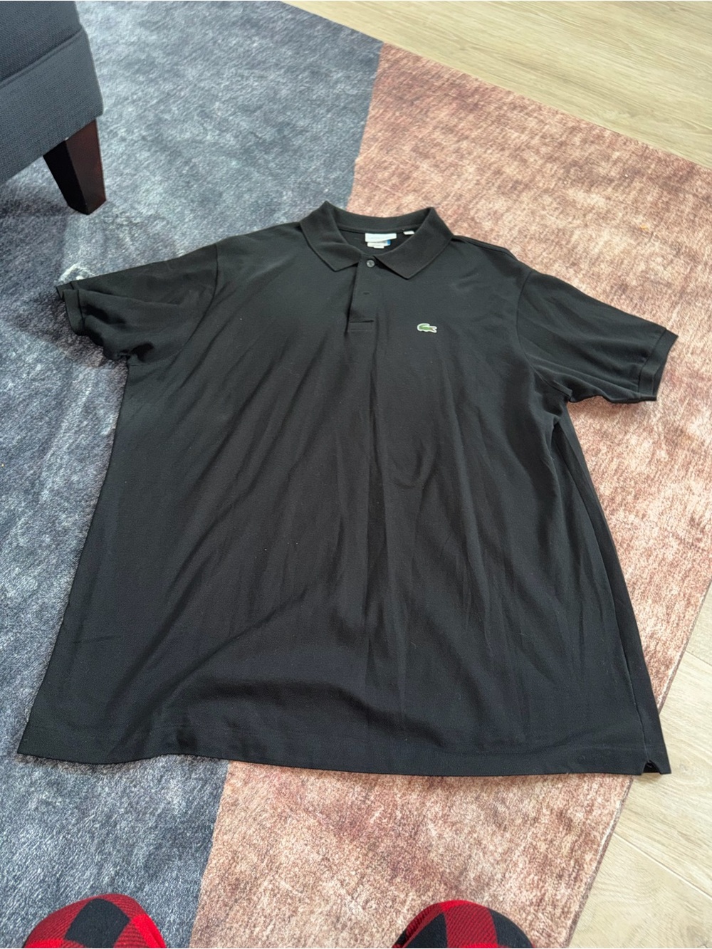 Lacoste Men’s Black Polo with Green Crocodile Logo